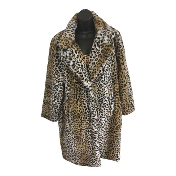 Stoosh glamorous diva cheetah spotted leopard print luxe faux fur coat size L - Picture 3 of 12